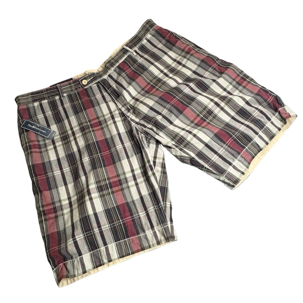 Polo Ralph Lauren Tartan Plaid Shorts Reversible Cotton Men's Size 42 NWT - Picture 4 of 12